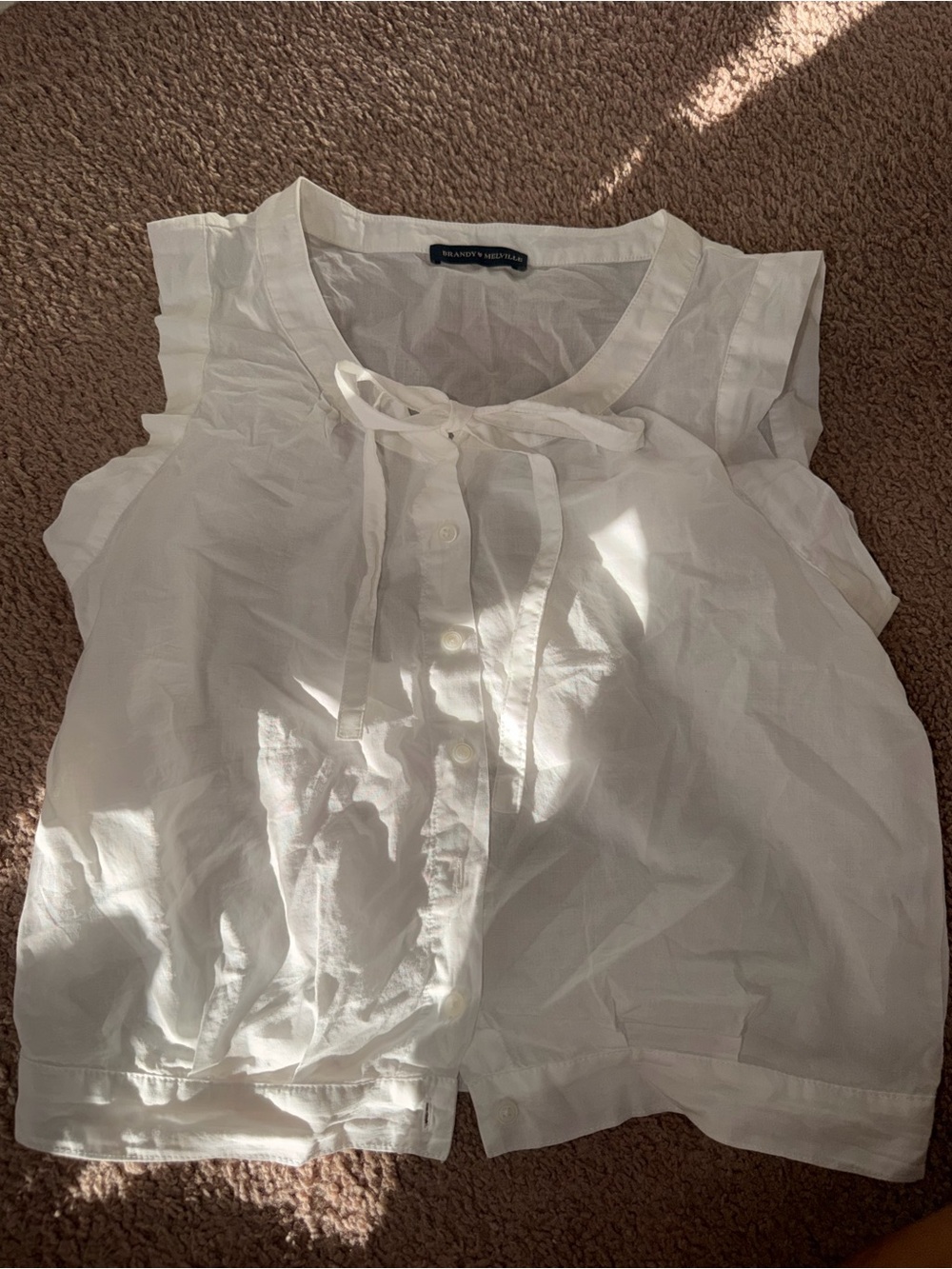 Brandy Melville White Tie-Neck Sleeveless Camisole